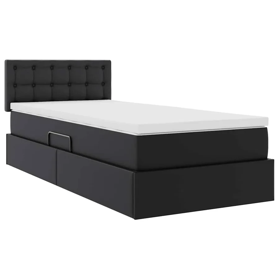 Lit avec rangement et matelas Noir 90 x 200 cm Simili cuir - 5