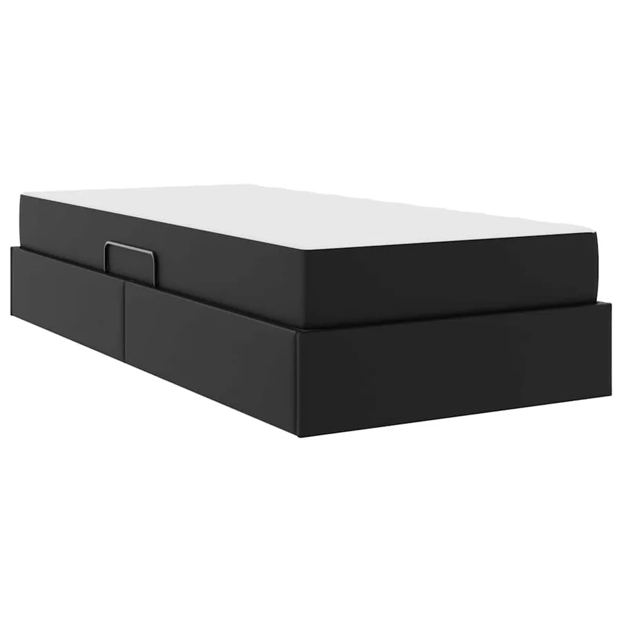 Lit avec rangement et matelas avec matelas 2 pcs Noir Cuir - 10