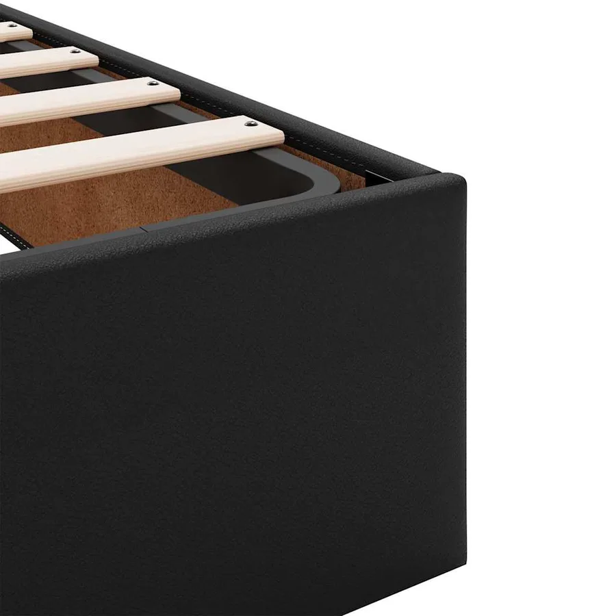Lit avec rangement et matelas avec matelas 2 pcs Noir Cuir - 11