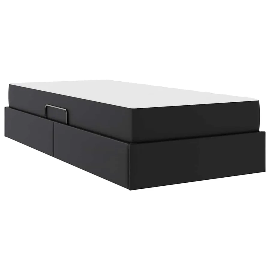 Lit avec rangement et matelas avec matelas 2 pcs Noir Cuir - 5