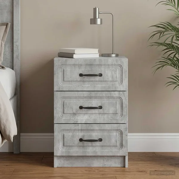 Cabinet de chevet avec tiroir Gris béton 43 x 41 x 63,5 cm
