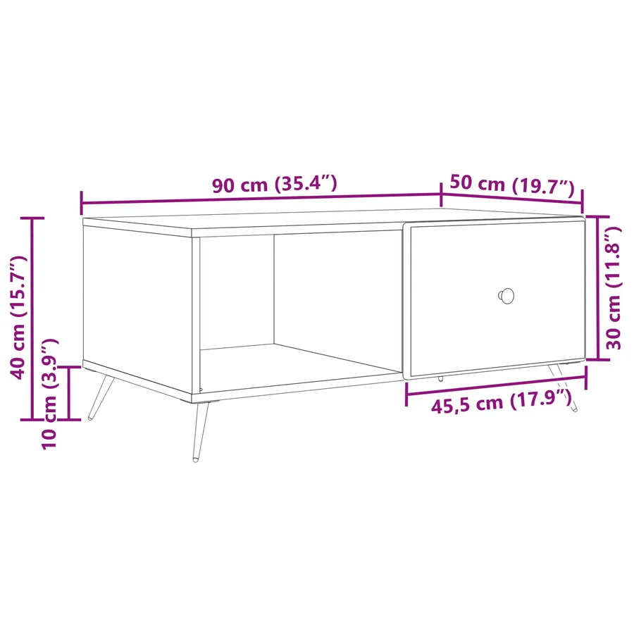 Table basse Noir 90 x 50 x 40 cm Bois d'ingénierie - 11