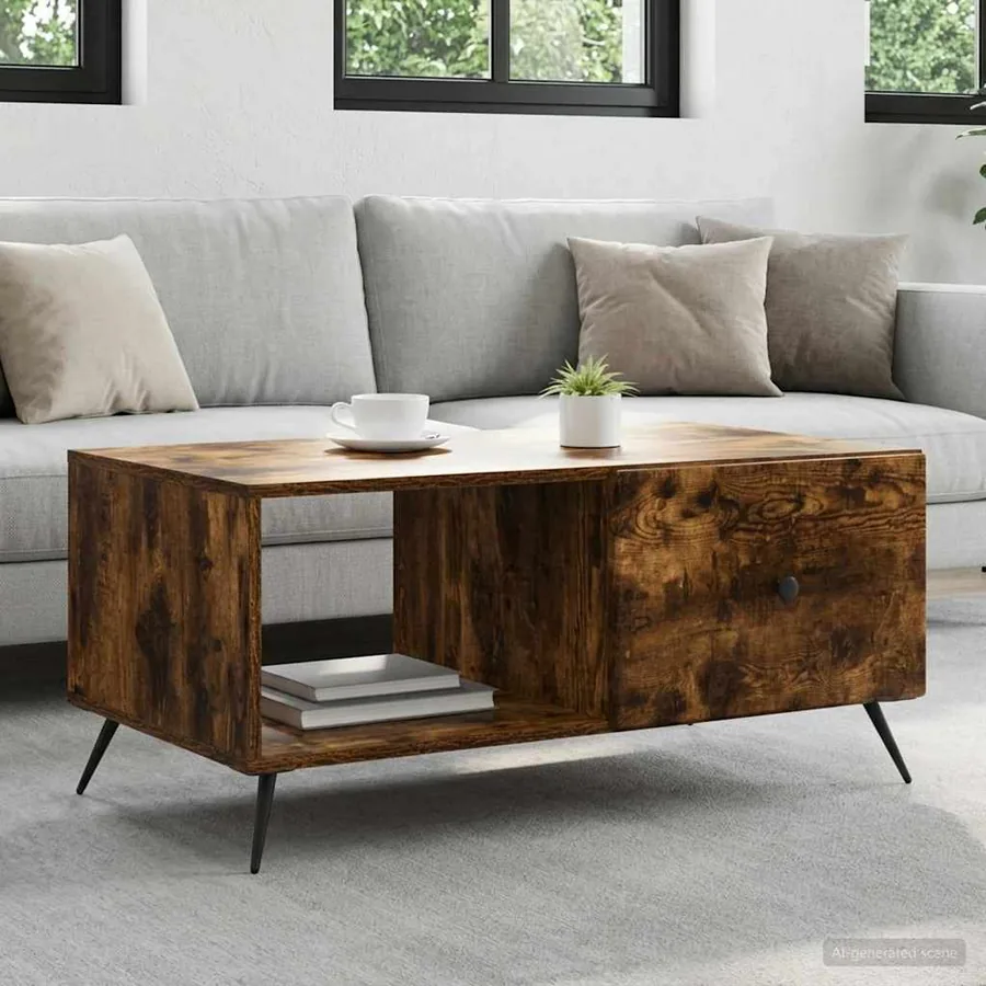 Table basse Chêne fumé 90 x 50 x 40 cm Bois d'ingénierie
