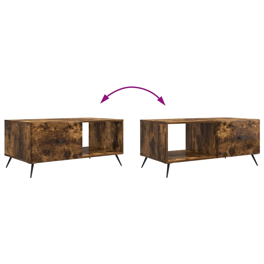 Table basse Chêne fumé 90 x 50 x 40 cm Bois d'ingénierie - 10