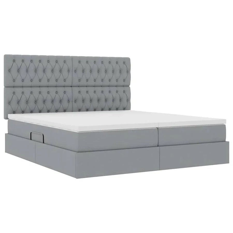 Lit de Rangement avec tête de lit Gris clair 180 x 200 cm Tissu - 5
