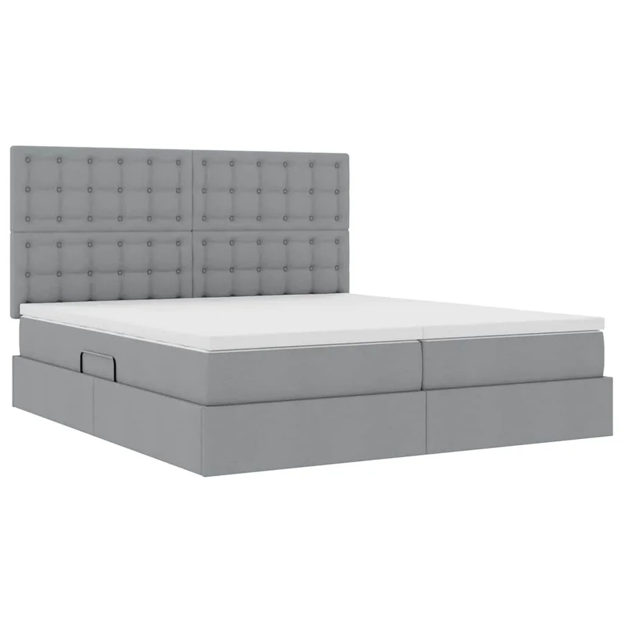 Lit de Rangement avec tête de lit Gris clair 180 x 200 cm Tissu - 5