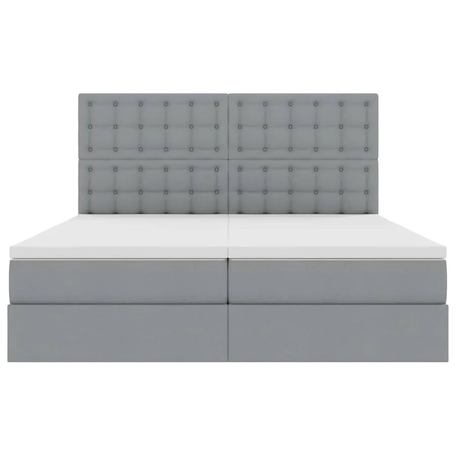 Lit de Rangement avec tête de lit Gris clair 180 x 200 cm Tissu - 8