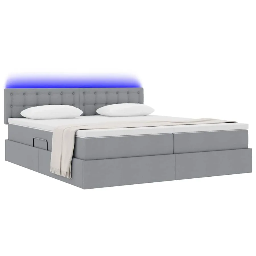Lit de rangement LED avec matelas Gris clair 180 x 200 cm Tissu - 3