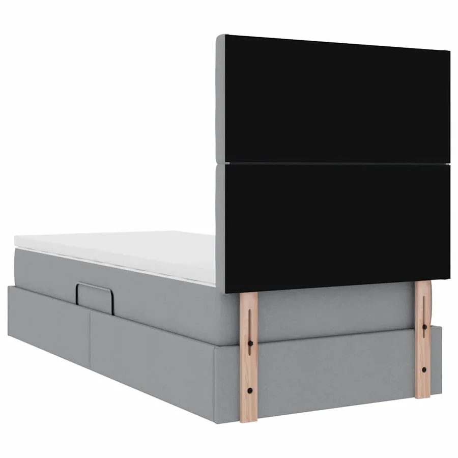 Lit avec rangement et matelas Gris clair 90 x 200 cm tissu - 11