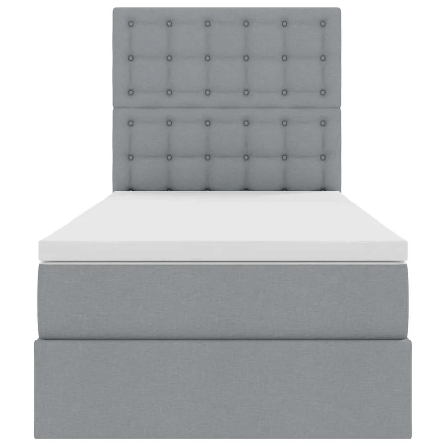 Lit avec rangement et matelas Gris clair 90 x 200 cm tissu - 7
