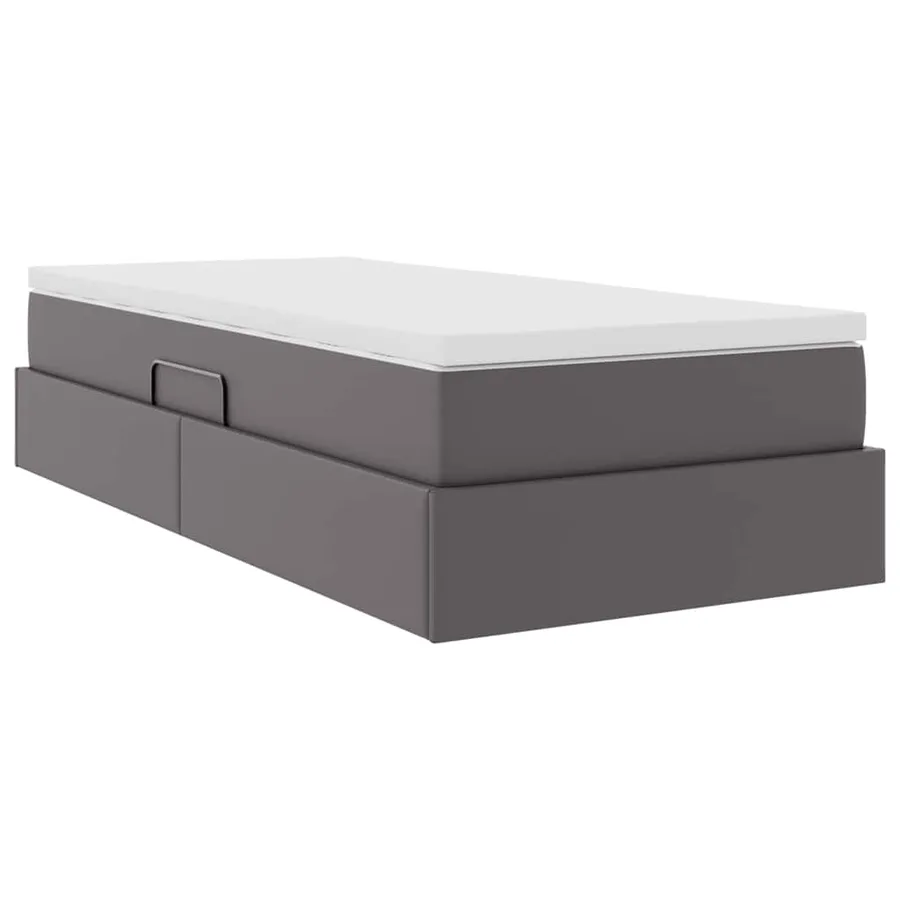 Lit avec rangement et matelas Gris 90 x 200 cm Simili cuir - 8