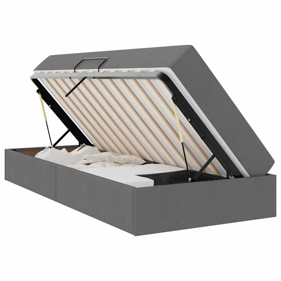 Lit avec rangement et matelas Gris foncé 90 x 200 cm Polyester - 2