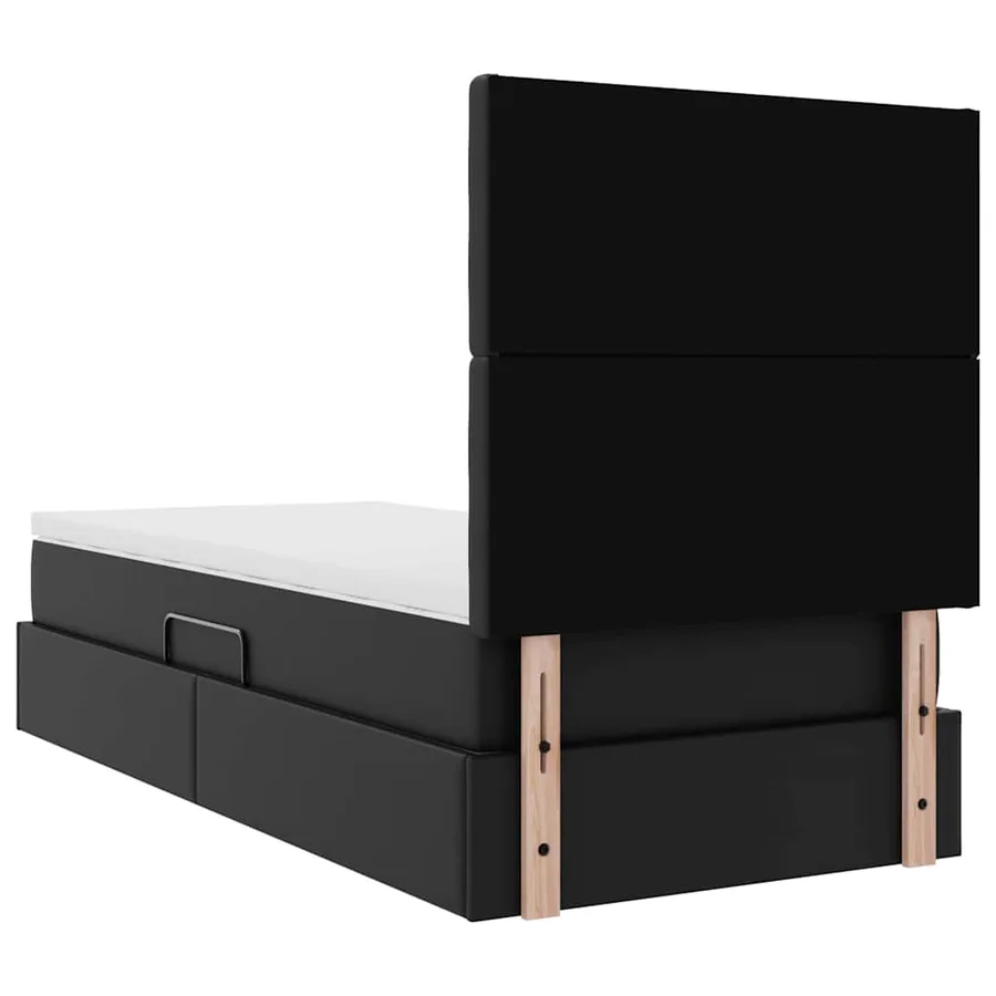 Lit avec rangement et LED Noir 100 x 200 cm Simili cuir - 12