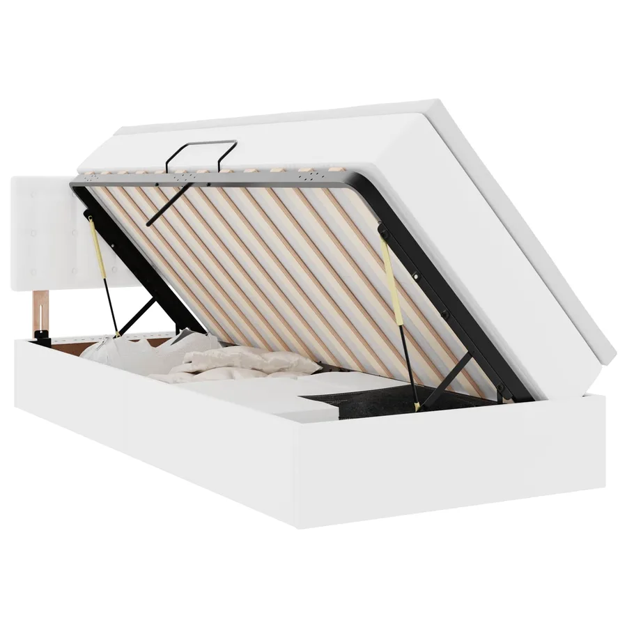 Lit avec rangement et matelas Blanc pur 100 x 200 cm - 2