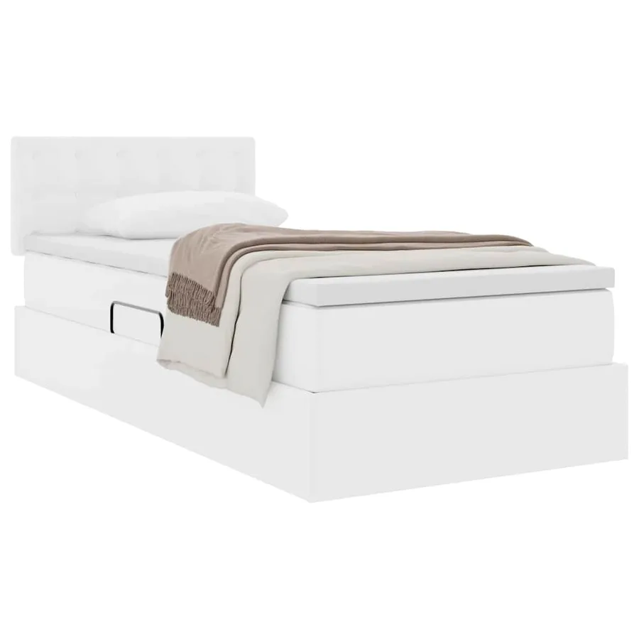 Lit avec rangement et matelas Blanc pur 100 x 200 cm - 3