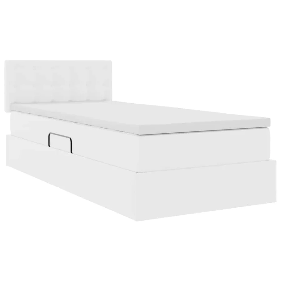 Lit avec rangement et matelas Blanc pur 100 x 200 cm - 5