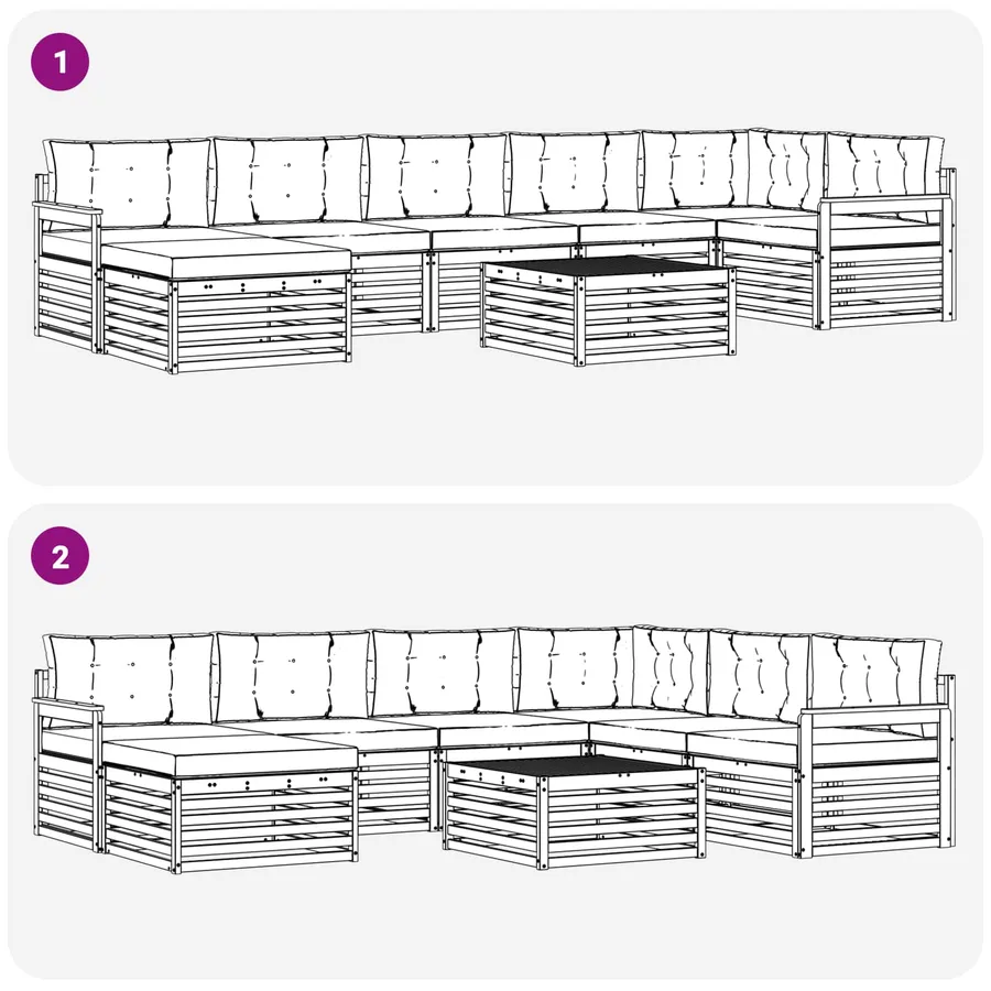 Ensemble de canapés d'extérieur 8 pcs Naturel et Anthracite - 9