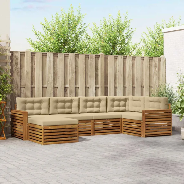 Ensemble de canapés d'extérieur 6 pcs Naturel et Beige
