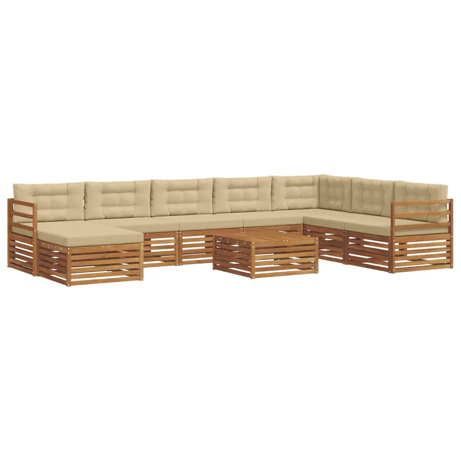 Ensemble de canapés d'extérieur 9 pcs Naturel et Beige - 2