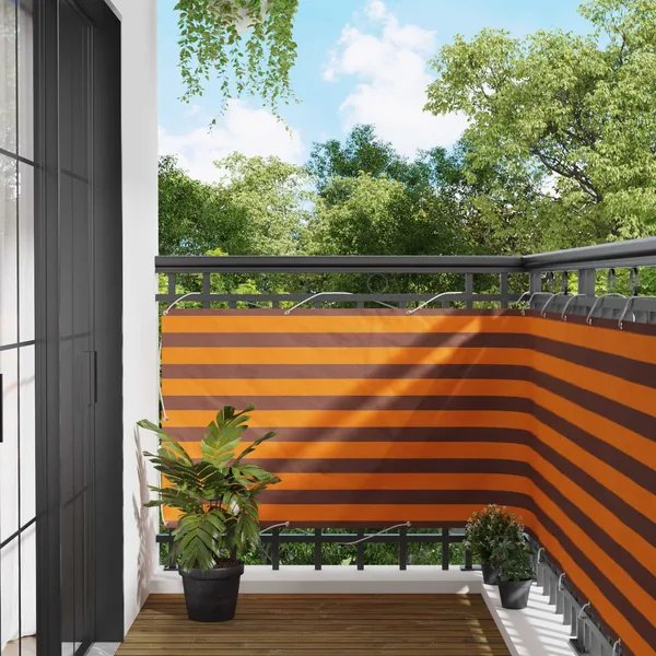 Écran de balcon Orange et marron 100 x 1000 cm Tissu Oxford