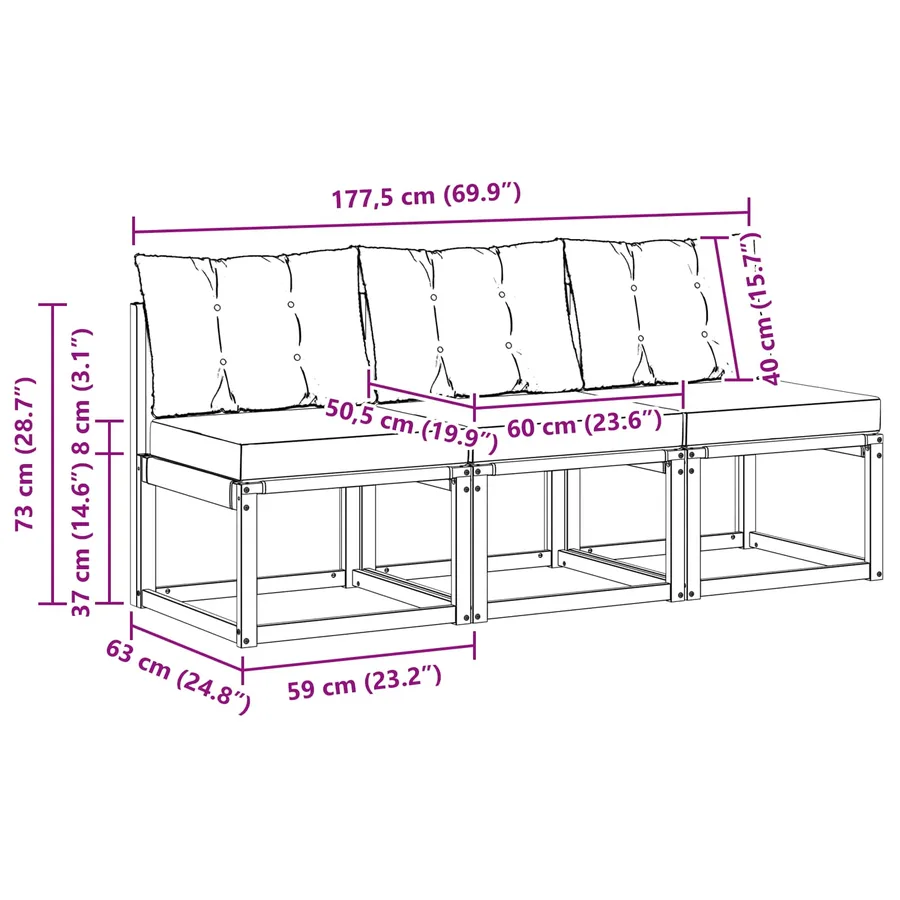3 Pièce Canapé du milieu extérieur - 12