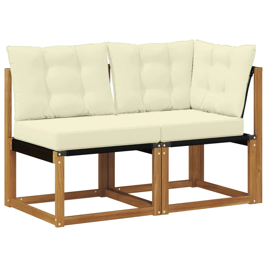 Canapé d’extérieur milieu et coin avec coussin 2 Pièce Naturel - 2
