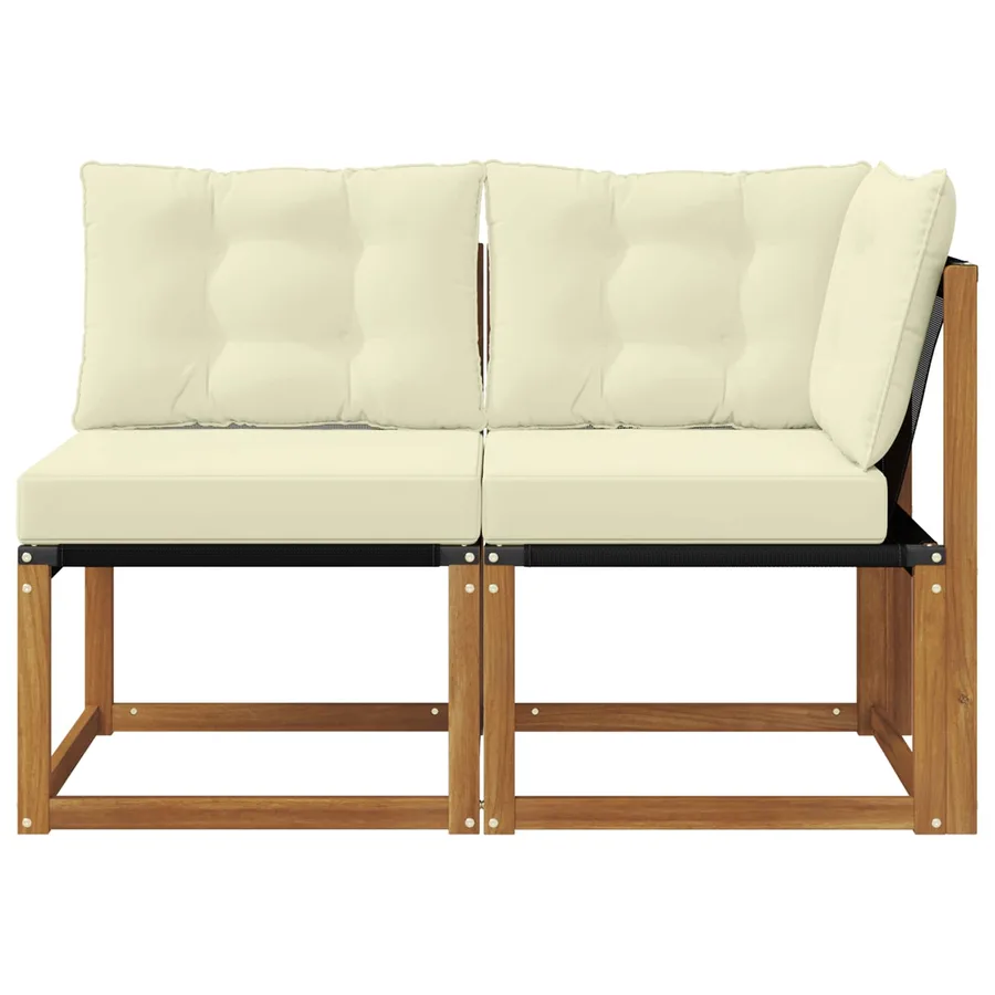 Canapé d’extérieur milieu et coin avec coussin 2 Pièce Naturel - 5