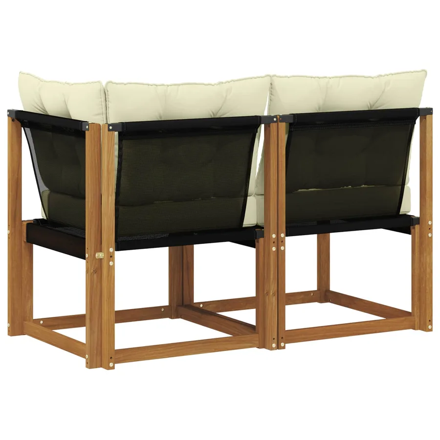 Canapé d’extérieur milieu et coin avec coussin 2 Pièce Naturel - 7