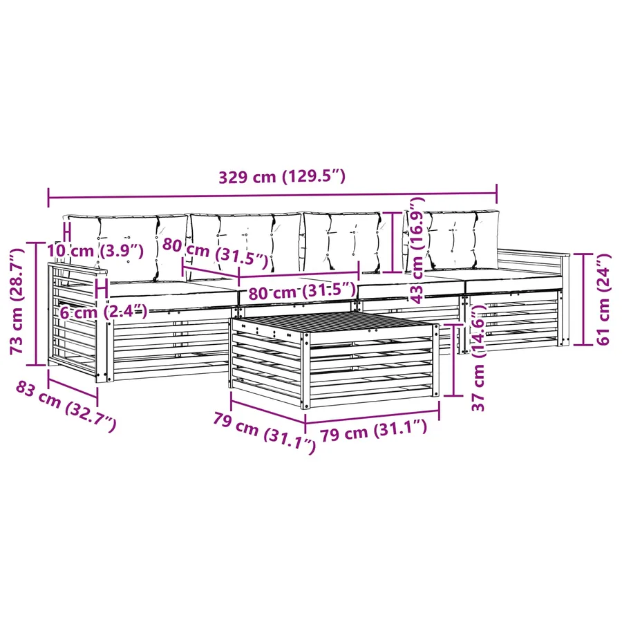 Ensemble de canapés d'extérieur 5 pcs Naturel et Crème - 9