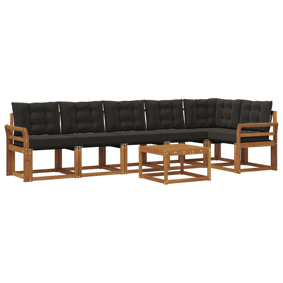 Ensemble de canapés d'extérieur 7 pcs Naturel et Noir - 2