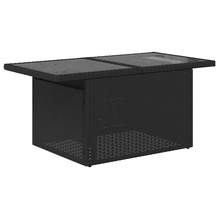 Salon de jardin avec coussins 9 pcs noir résine tressée acacia - 6