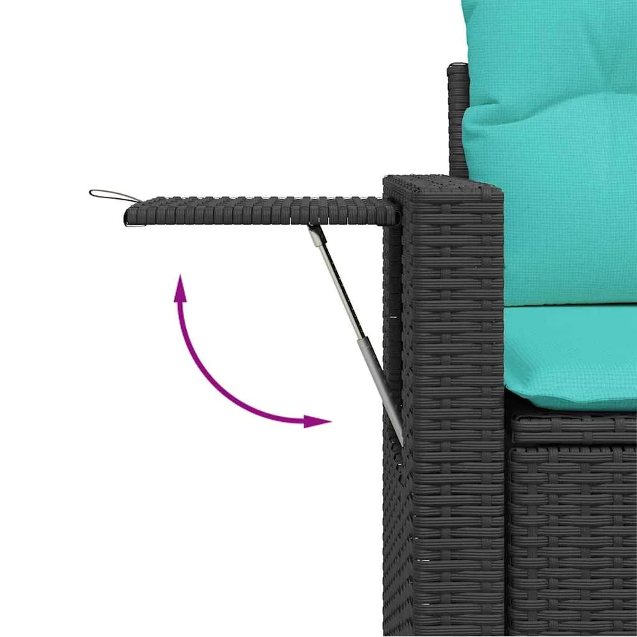 Salon de jardin 8 pcs avec coussins noir résine tressée - 12