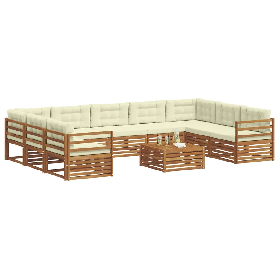 Ensemble de canapés d'extérieur 10 pcs Naturel et Crème - 3