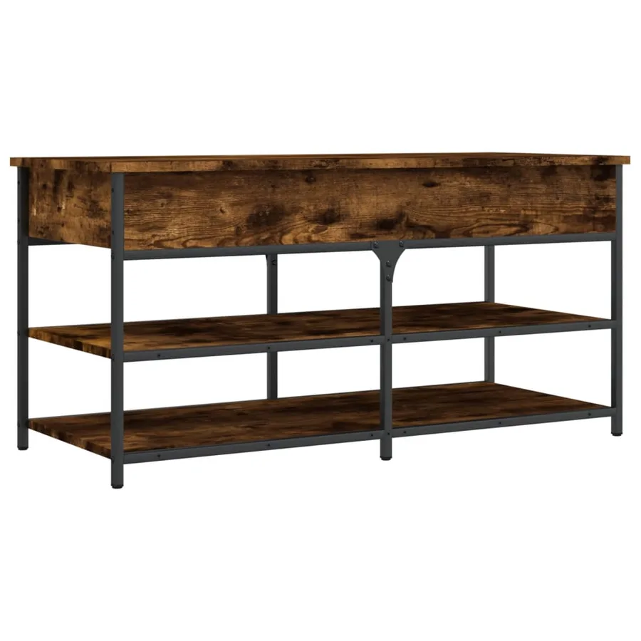 Banc à chaussures chêne fumé 100x42,5x50 cm bois d'ingénierie - 2