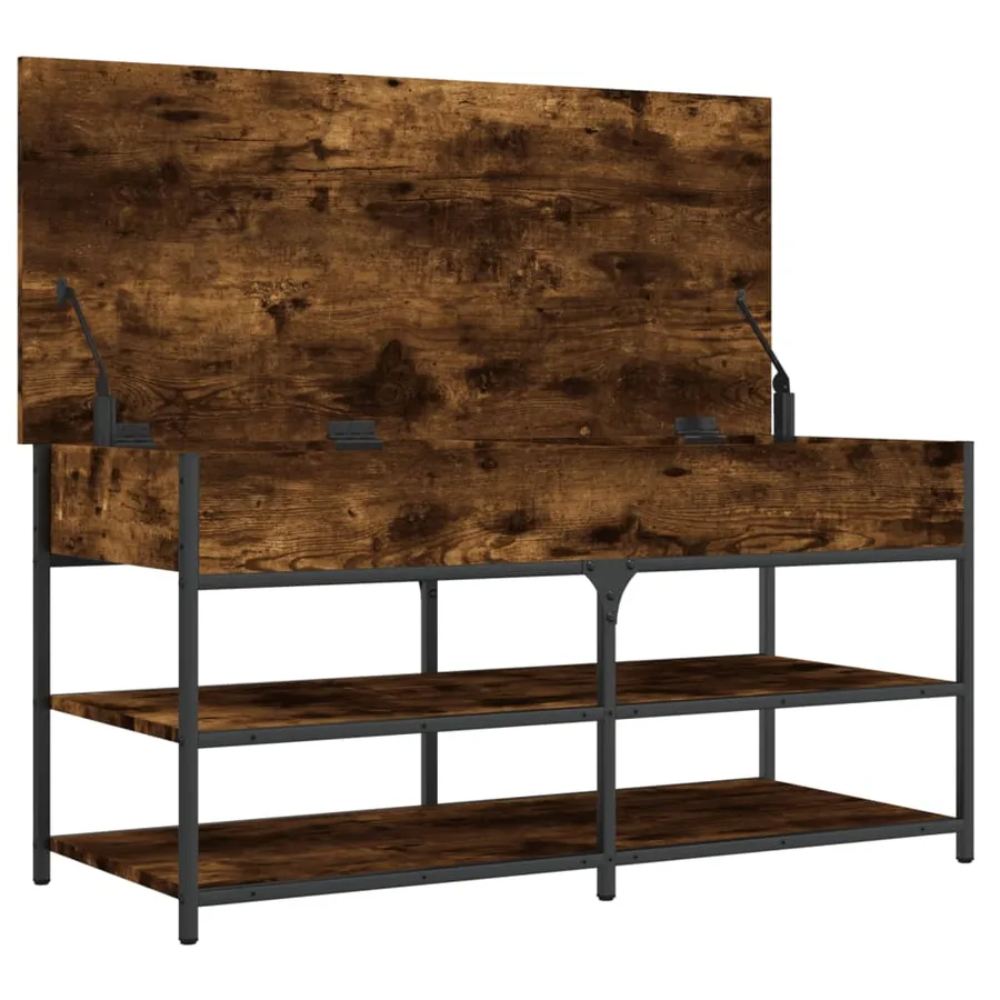 Banc à chaussures chêne fumé 100x42,5x50 cm bois d'ingénierie - 6