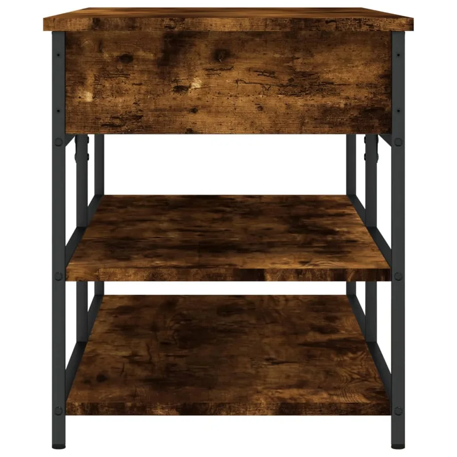 Banc à chaussures chêne fumé 100x42,5x50 cm bois d'ingénierie - 8
