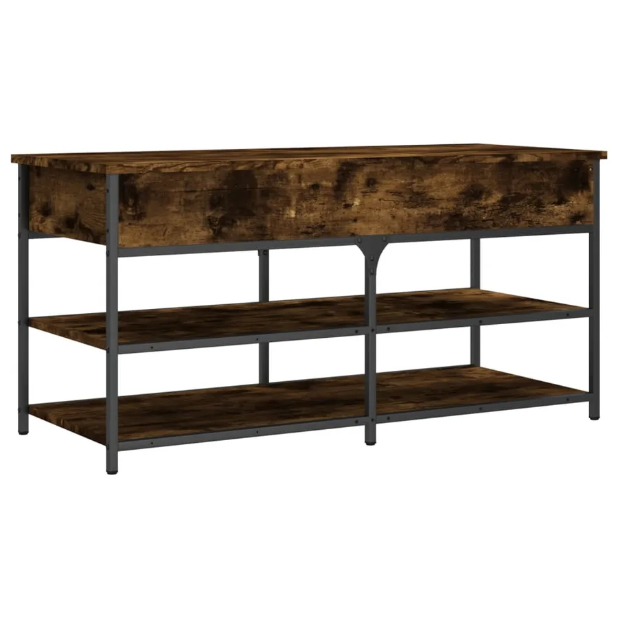 Banc à chaussures chêne fumé 100x42,5x50 cm bois d'ingénierie - 9
