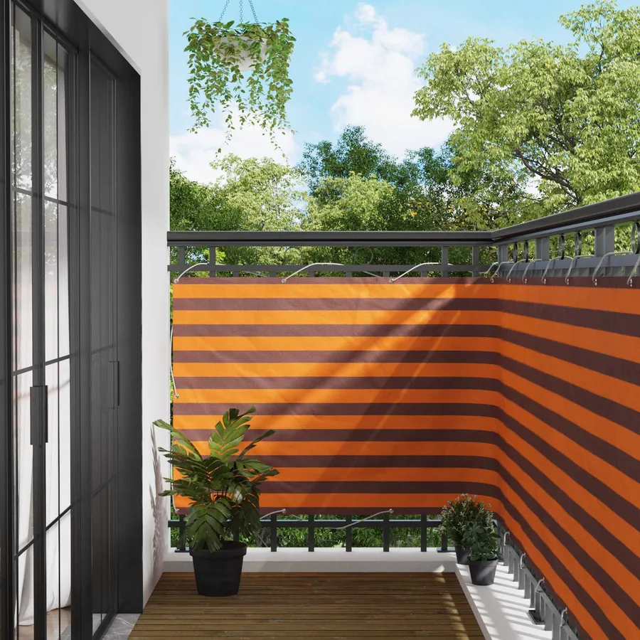 Écran de balcon Orange et marron 110 x 300 cm Tissu Oxford