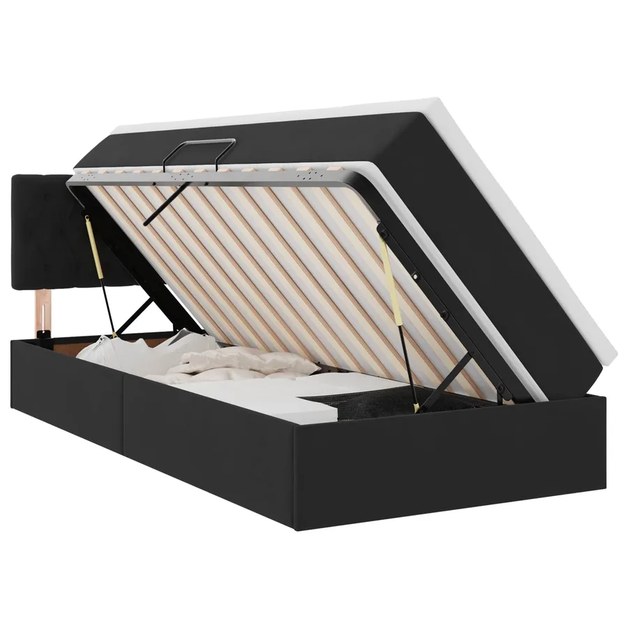 Lit de rangement LED avec matelas Noir 90 x 190 cm Velours - 2