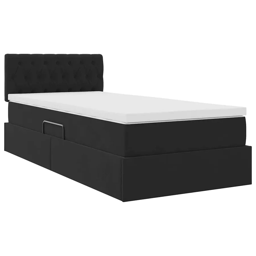 Lit de rangement LED avec matelas Noir 90 x 190 cm Velours - 6
