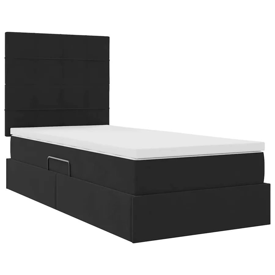 Lit de rangement LED avec matelas Noir 90 x 190 cm Velours - 6