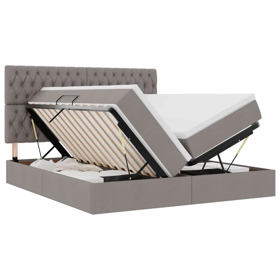 Lit de rangement LED avec matelas Taupe 180 x 200 cm Tissu - 2