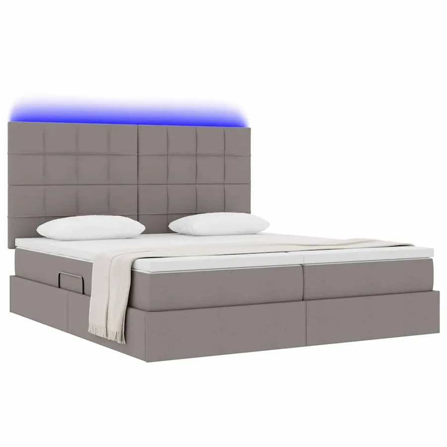 Lit de rangement LED avec matelas Taupe 180 x 200 cm Tissu - 3