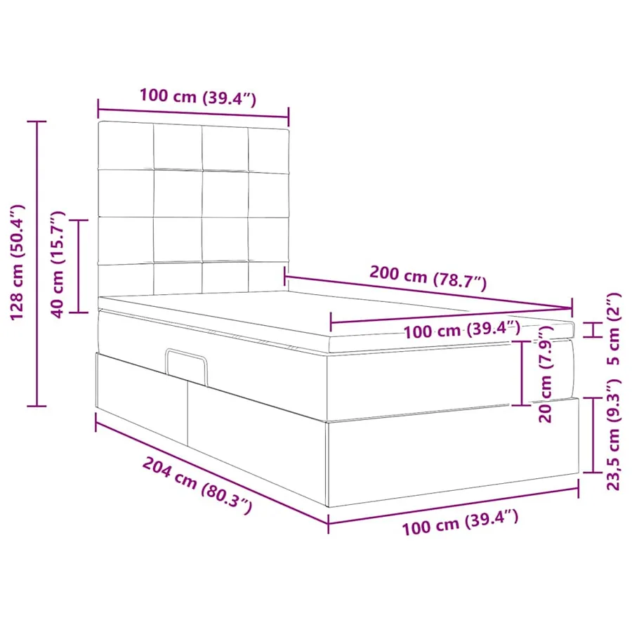 Lit de rangement LED avec matelas Bleu 100 x 200 cm Tissu - 17