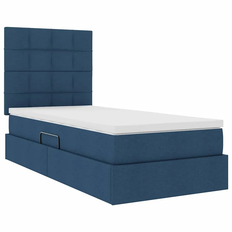 Lit de rangement LED avec matelas Bleu 100 x 200 cm Tissu - 6