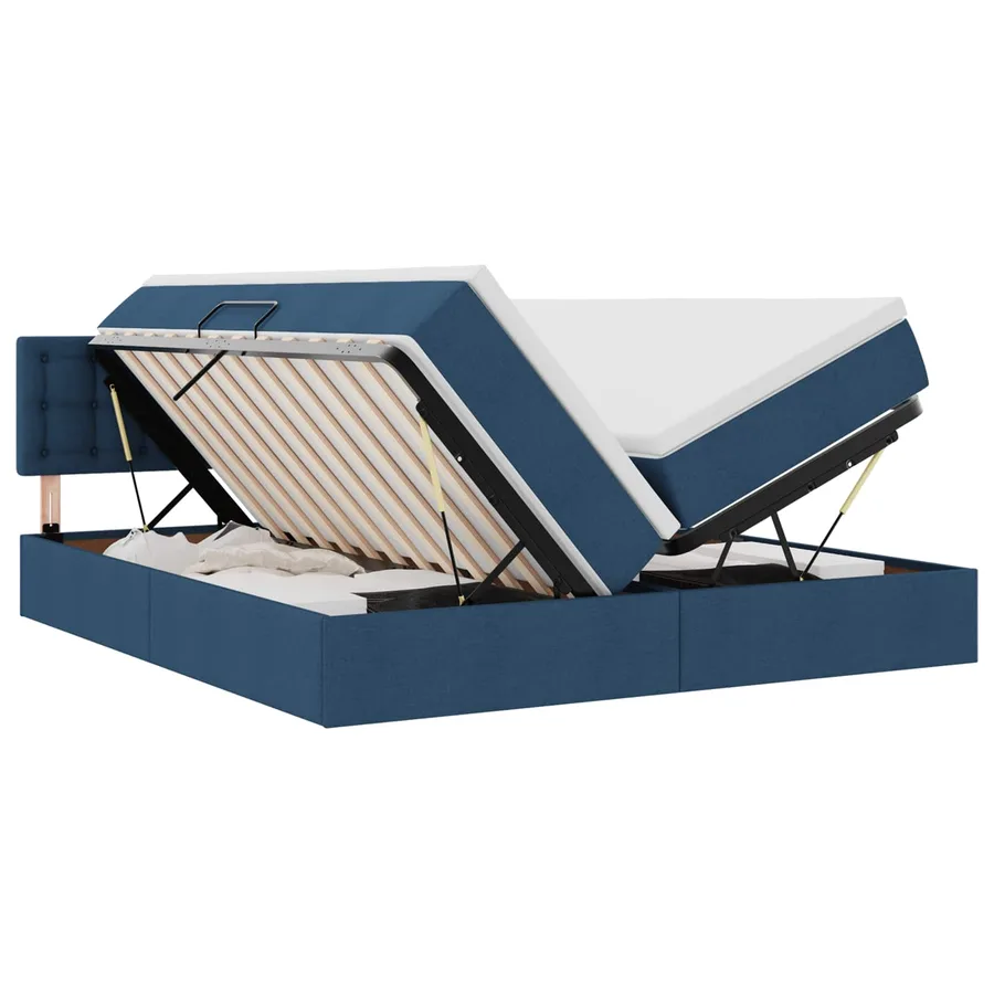 Lit de Rangement Bleu 200 x 200 cm Cuir synthétique - 2