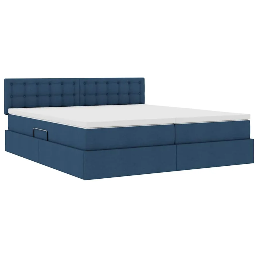 Lit de Rangement Bleu 200 x 200 cm Cuir synthétique - 5
