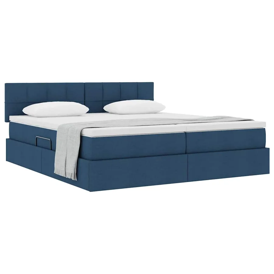 Lit de Rangement Bleu 200 x 200 cm Cuir synthétique - 3