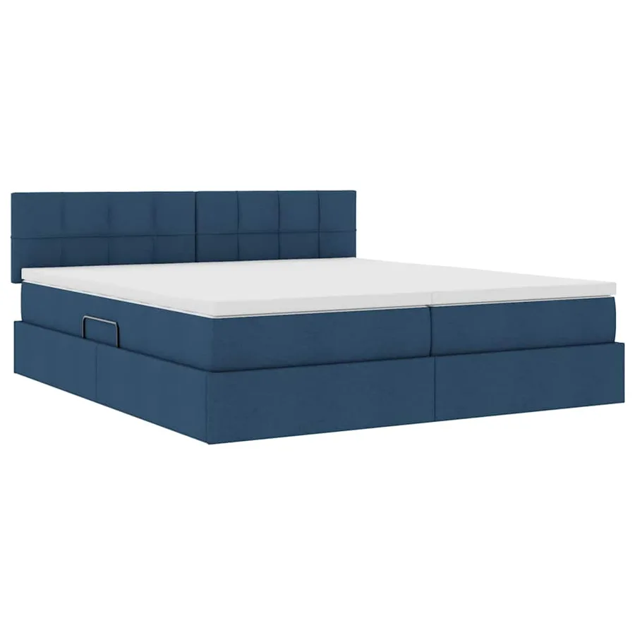 Lit de Rangement Bleu 200 x 200 cm Cuir synthétique - 5