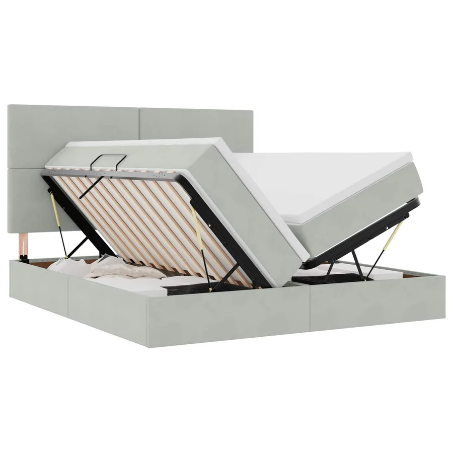 Lit de rangement LED avec matelas Gris clair 180 x 200 cm - 2
